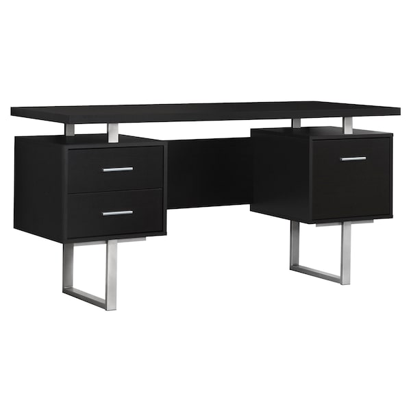 Computer Desk, Home Office, Laptop, Left, Right Set-up, Storage Drawers, 60"L, Work, Metal, Brown